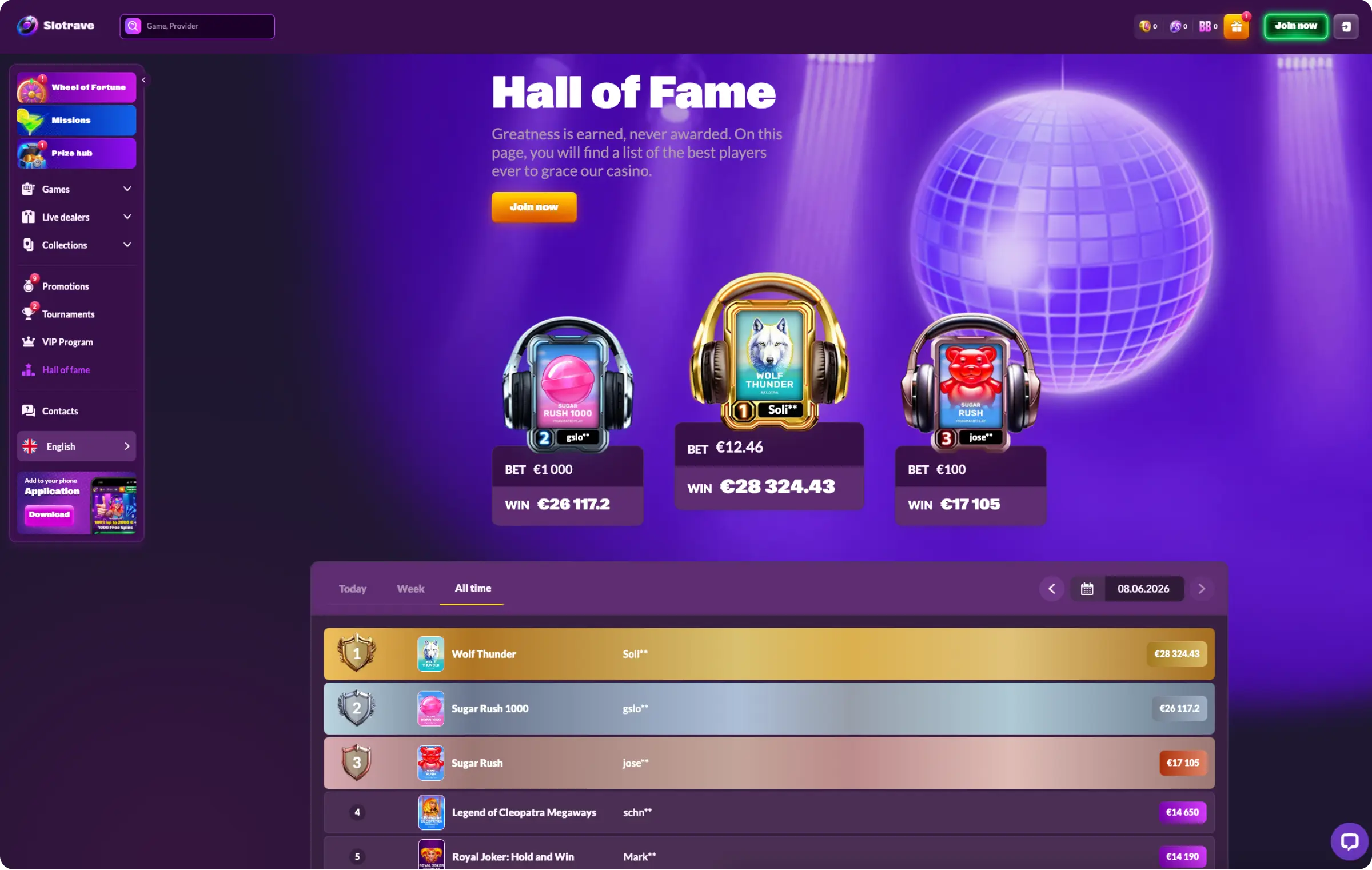 Slotrave Casino-Spielautomaten und Live-Spiele